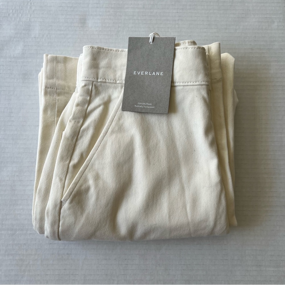 NWT Everlane Organic Cotton Wide Leg Cropped Pant Bone White 2 - Picture 6 of 16